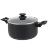 Oster Ashford 6 Quart Aluminum Dutch Oven With Tempered Glass Lid In Black In Black