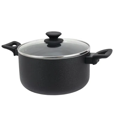 Oster Ashford 6 Quart Aluminum Dutch Oven With Tempered Glass Lid In Black