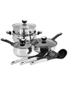 Oster Baldwyn 10pc Stainless Steel Cookware & Utensil Set In Silver