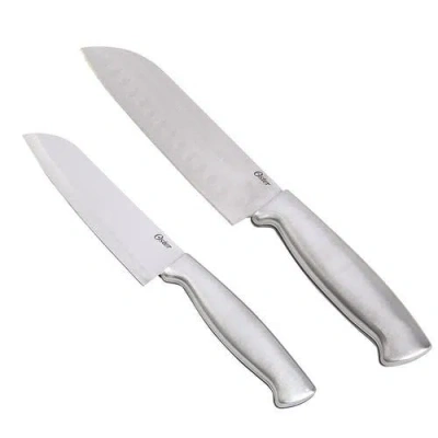 Oster Baldwyn 2 Piece Stainles Steel Santoku Knife Set In Silver