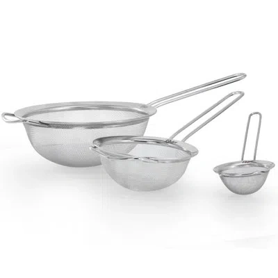 Oster Baldwyn 3 Piece Stainless Steel Mesh Strainer Set In Silver