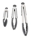 Oster Baldwyn 3 Piece Stainless Steel Kitchen Tongs Set In Black