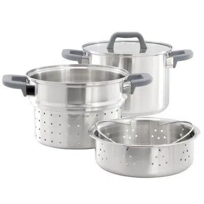 Oster Beauford 4 Piece 5 Quart Stainless Steel Stock Pot With Inserts In Silver