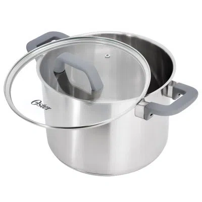 Oster Beauford 6.5 Quart Brushed Stainless Steel Stock Pot With Lid In Silver
