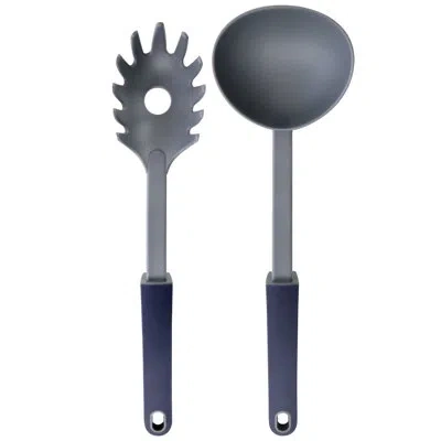 Oster Bluemarine 2 Piece Ladle And Pasta Server Utensil Set In Navy Blue