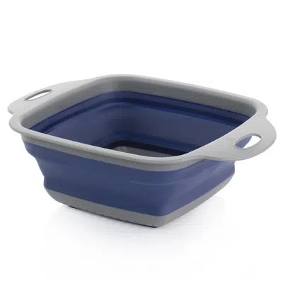 Oster Bluemarine Collapsible Square Plastic Colander In Blue