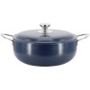 Oster Cartagena 7.4 Quart Nonstick Aluminum Caldero With Lid In Dark Blue In Blue