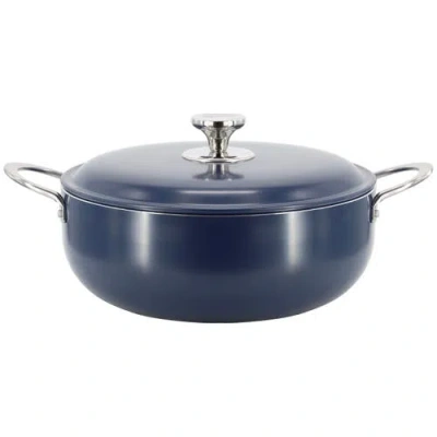 Oster Cartagena 7.4 Quart Nonstick Aluminum Caldero With Lid In Dark Blue