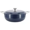 Oster Cartagena 7.4 Quart Nonstick Aluminum Caldero With Lid In Dark Blue In Blue