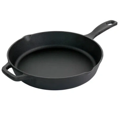Oster Castaway 12 Inch Cast Iron Round Frying Pan With Dual Spouts In Black