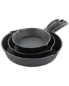 Oster Castaway 3pc Cast Iron Pre-seasoned Frying Pans