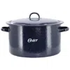Oster Castillo 11 Quart Enamel On Steel Stock Pot With Lid In Blue In Black