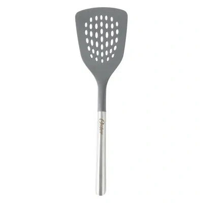 Oster Chadswyck 13 Inch Nylon Slotted Turner With Stainless Steel Handle In Silver In Gray
