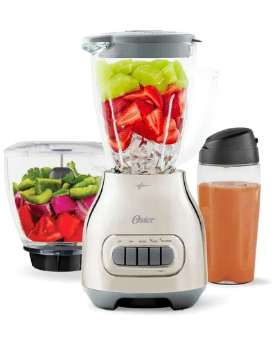 Oster Chrome Blender With Food Processor & To-go Jar In White