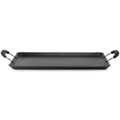 Oster Clairborne 19 X 11.6 Inch Nonstick Double Burner Rectangular Griddle Pan In Charcoal Gray In Black
