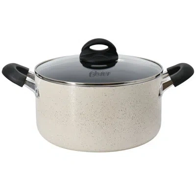 Oster Clairborne 6 Quart Aluminum Nonstick Dutch Oven With Lid In Sand In Beige