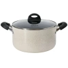 Oster Clairborne 6 Quart Aluminum Nonstick Dutch Oven With Lid In Sand In Neutral