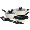 Oster Clairborne 7 Piece Nonstick Aluminum Cookware And Kitchen Tool Set In Neutral