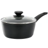 Oster Connelly 2.5 Quart Textured Nonstick Aluminum Saucepan With Lid In Black In Black