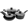 Oster Connelly 7 Piece Textured Nonstick Aluminum Cookware Set In Black In Black