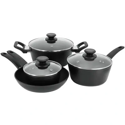 Oster Connelly 7 Piece Textured Nonstick Aluminum Cookware Set In Black