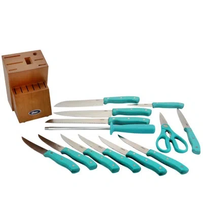 Oster Evansville 14 Piece Knife Block Set In Turquoise