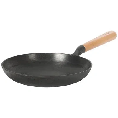 Oster Flintfield 9.5 Inch Round Cast Iron Skillet With Wood Handle In Black