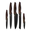 Oster Godfrey 5 Piece Stainless Steel Black Cutlery Set With Wood Print Handles In Brown