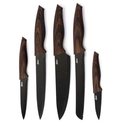Oster Godfrey Stainless Steel 5 Piece Assorted Knife Set In Wood
