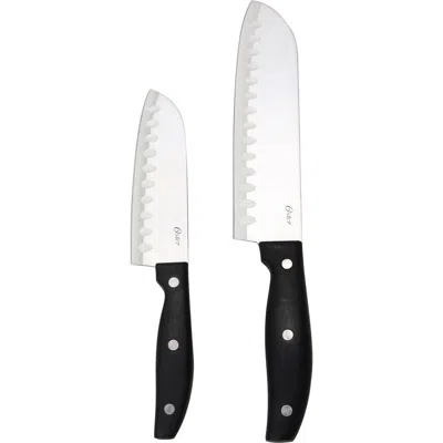 OSTER OSTER GRANGER 2 PIECE STAINLESS STEEL SANTOKU KNIFE SET WITH BLACK HANDLES