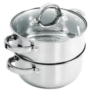 Oster Hali 3-piece Stainless Steel Steamer Set With Lid In Silver
