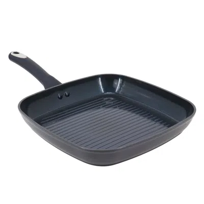 OSTER HAWKE 11 INCH SQUARE CERAMIC NONSTICK ALUMINUM GRILL PAN IN DARK BLUE