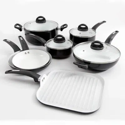 Oster Herstal 11 Piece Aluminum Non Stick Cookware Set In Black