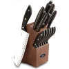 Oster Huxford 14 Piece Stainless Steel Cutlery Set With Black Handles And Wooden Block In Black