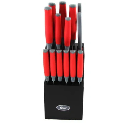 Oster Lindbergh 14 Piece Stainless Steel Blade Cutlery Set In Red