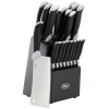 Oster Lindbergh 22 Piece Stainless Steel Cutlery Set With Storage Block In Black