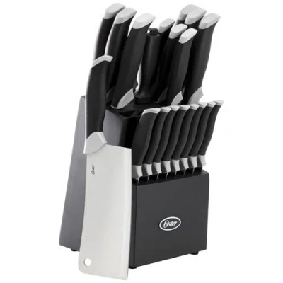 Oster Lindbergh 22 Piece Stainless Steel Cutlery Set With Storage Block In Black