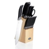 Oster Lingbergh 14 Piece Stainless Steel Cutlery Knife Set With Pine Wood Block In Black