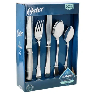 Oster Macmillan 20 Piece Stainless Steel Flatware Set With Steak Knives In Silver