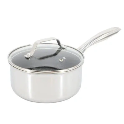 Oster Modessa 2.5 Quart Nonstick Triply Stainless Steel Saucepan And Lid With Honeycomb Design In Silver