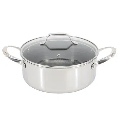 Oster Modessa 4.5 Quart Nonstick Triply Stainless Steel Dutch Oven With Honeycomb Design In Silver In Gray