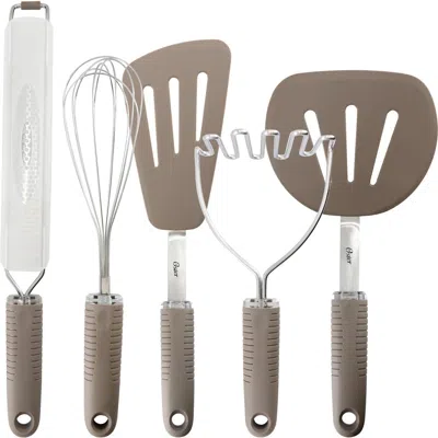 Oster Newcrest 5 Piece Prep And Cook Kitchen Tool Set In Brown