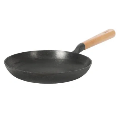 Oster Platinum Flintfield Pre-seasoned Cast Iron Skillet With Wood Handle In Black