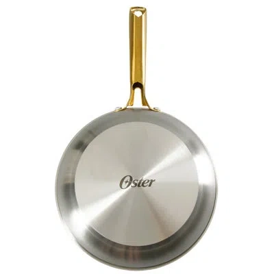 Oster Platinum Sunstreak Pots And Pans Set, 10-piece Stainless Steel Cookware Set With Glass Strainer Lids In Silver