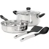 Oster Rametto 5 Piece Belly Shaped Stainless Steel Cookware Set In Silver