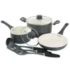 Oster Ridge Valley 8 Piece Aluminum Nonstick Cookware Set In Grey In Black