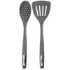 Oster Ridgecrest 2 Piece Silicone Kitchen Tool Slotted Spoon And Turner Set In Gray