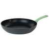 Oster Rigby 9.5 Inch Aluminum Nonstick Frying Pan In Green With Pouring Spouts In Black