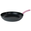 Oster Rigby 9.5 Inch Aluminum Nonstick Frying Pan In Pink With Pouring Spouts In Black