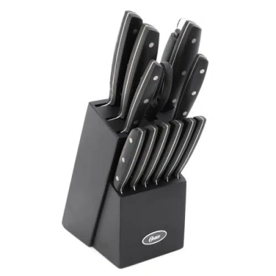 Oster Riggins 14 Piece Stainless Steel Cutlery Set With Hardwood Storage Block In Black